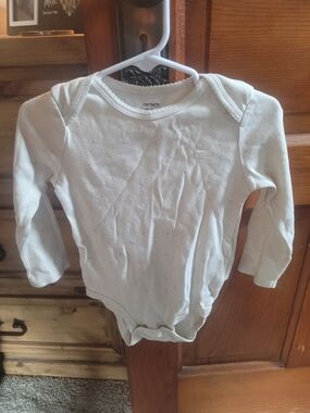 Two Carter's White Long Sleeve Baby Bodysuit